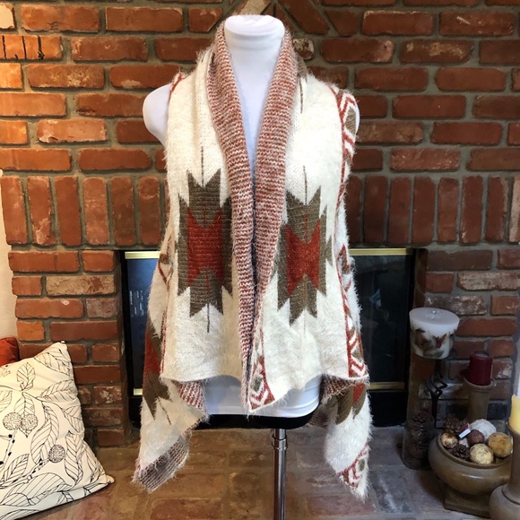 Italy Design High Low Aztec Native Vest Jacket M - Picture 2 of 12